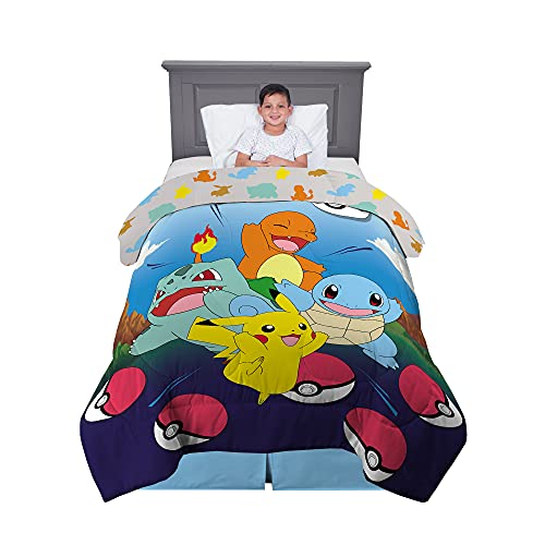 Image of Pokemon Kids Bedding Super Soft Microfiber Reversible Comforter, Twin /Full, (Officially Licensed Product) by Franco