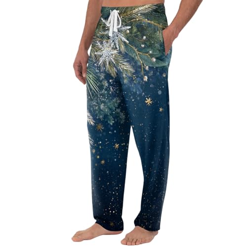 Men Christmas Pajama Pants Lounge Pants Elastic Waist Soft Comfortable Print PJ Bottoms3