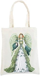 Borsa per la spesa in tela di canapa a pois fai da te, riutilizzabile, ecologica, per uso quotidiano, lavori fatti a mano pieghevoli (Angel Girl)