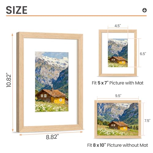 Image of upsimples 8x10 Picture Frame Solid Wooden, Nursery Wall Frames Set of 3 | 100% Natural Solid Wood, Fit 5x7 with Mat and 8 x 10 Photos, For Kids Room, Gallery Wall Decor