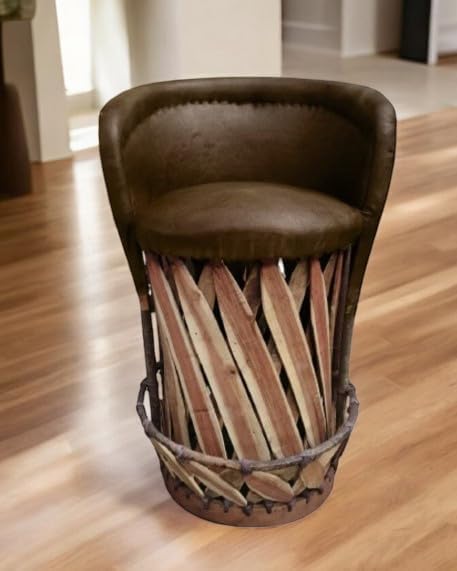 Equipal Bar Stool for Home Kitchen, Bar, Restaurant, Hotel Forniture Traditional Mexican Chair Coffee Color Handmade, Artisan in Mexico Equipales