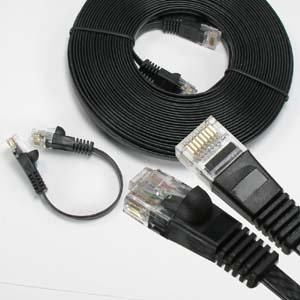 Cable Ethernet plano Cat6 10.7 m negro miniatura 2