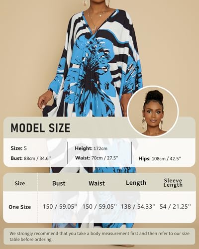 Image of Bsubseach Women Floral Print Kaftan Dresses Plus Size Bathing Suit Cover Up Moo Moos Caftan Beach Dress for Swimwear Summer