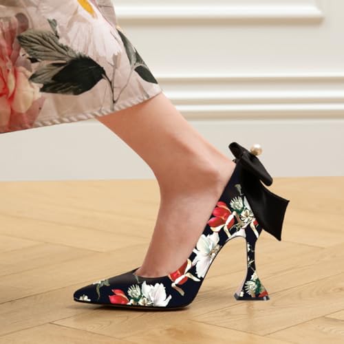 YDN Women's Pointy Toe Slip on Pumps Special High Heels Party Prom Dress Ladies Shoe Size 4-16 US4