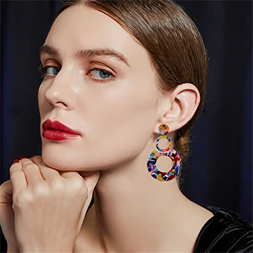 ONLYJUMP Acrylic Earrings for Women Retro Simple Multicolor Resin Geometric Square Hollow Earrings Statement Dangles Drop Nightclub Earrings Vintage 80s 90s Party Accessories2