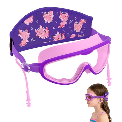 EHZYP Toddler Swim with Axolotl Fabric Strap No Tangle Pain-Free Anti-Fog Swimming Pool Goggle No Leak for 3-15 YearsToddlers Girls BoysPurple