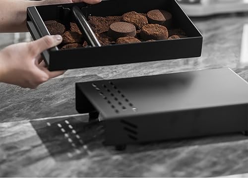 Foto von Fishawk Espresso-Klopfbox-Schublade, Edelstahl-Kaffeesatz-Klopfbehälter mit Abnehmbarer Klopfstange, Schubladen-Typ Espressobehälter für Home Coffee Shop Bar(Schwarz)