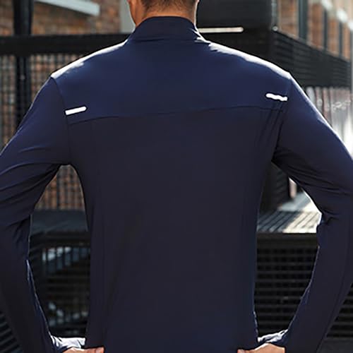 Men 1/4 Zip Long Sleeve Pullover UPF 50+ Sun Shirt Quick Dry Running Rash Guard Fishing Shirts with Thumb Holes2