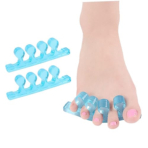 Anneome 1Pair Gel Toe Separators for Bunions Shaped Toe Straighteners Design Blue Spacers for Relief After Sports Yoga Running Unisex