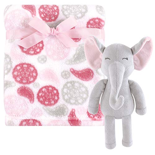 Image of Hudson Baby Unisex Baby Plush Blanket with Toy, Paisley Elephant, One Size
