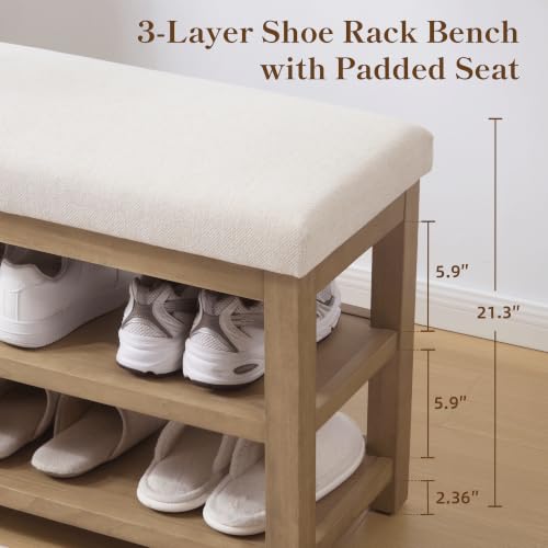 Zihanhome-2-Tier-Shoe-Rack-Bench-with-Cushion-Solid-Wood-Shoe-Benches-Mid-Century-Modern-Shoe-Storage-Bench-for-Entryway-Hallway-Living-Room-Closet-Front-Door-Entrance-Beige-394