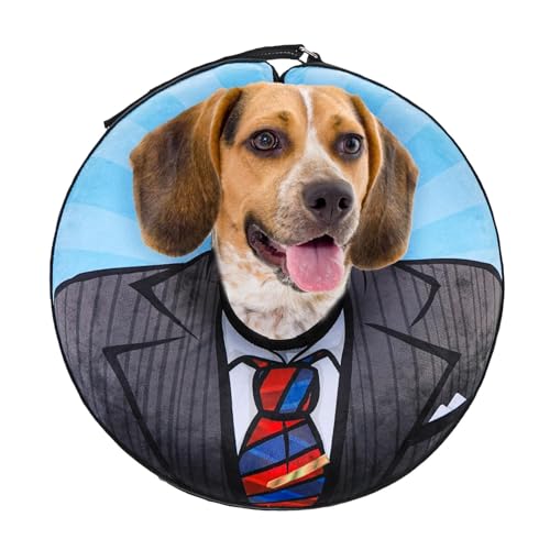 Image of SCENEREAL Dog Cone Alternative After Surgery Pet Recovery Collar for Small Medium Large Dogs Cats, Adjustable Inflatable Donut to Prevent Licking, Black Suit Print E-Collars