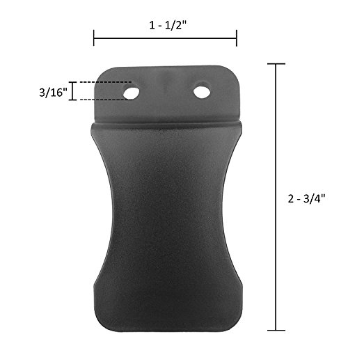 Quick Clip Pro Kydex Leather Holster Belt Clips 1.5" Belts, Black W/Binding Post Screws Hardware (10-Pack) #TOP1