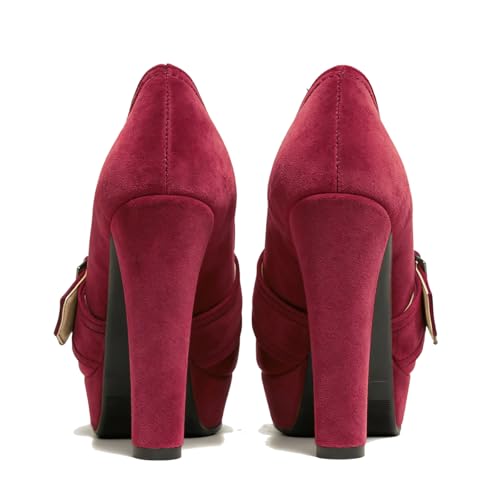 Image of SHODENSE Women Vintage Chunky Platform Loafers Pumps Tassel Round Closed Toe Slip On Suede Block High Heel Dress Loafer Shoes Buckle Strap Oxford Loafers Fringe Pump Dressy Chic Sexy Y2k 4-11 M US