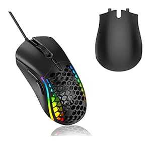 RaceGT RGB Gaming Mouse Wired with Detachable Rear Cover，13 Backlit Modes,7 Adjustable DPI Up to 7200, Ergonomic Honeycomb Shell for Windows/PC/Mac/Laptop