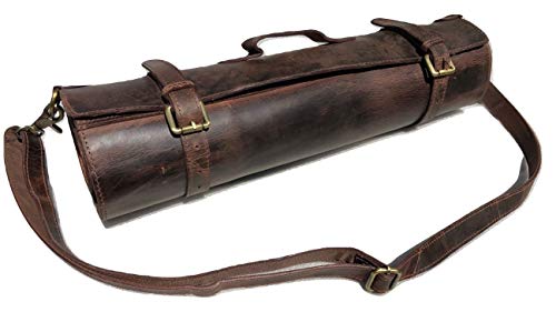 vintage crafts Genuine Buffalo Leather Knife Roll Set Chef's Knife Holder Cutlery Sheath Artist Case Organizer Storage bag Travel Friendly Gift for Men & Women Portable chef knife cases Organizer - Image 2
