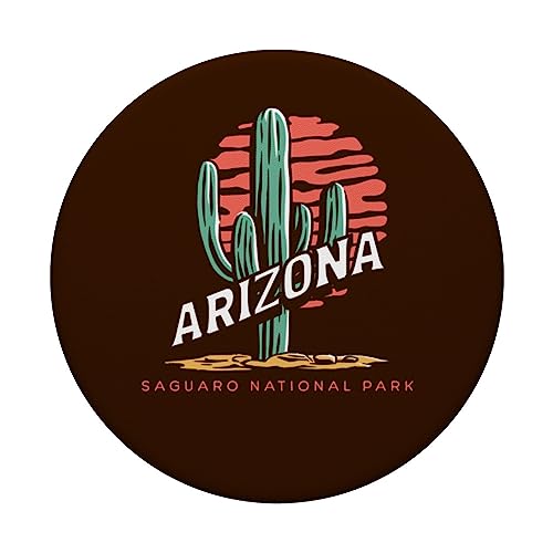 Saguaro National Park Arizona Sunset Cactus Tucson PopSockets Swappable PopGrip, Black - Image 3