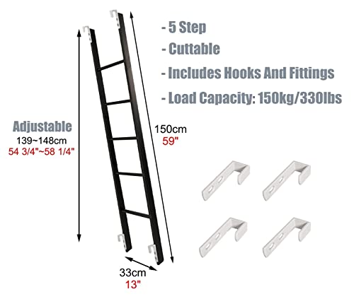 Escalera de metal negro para litera con ganchos robustos 5