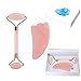 Produktbild Jade Roller Face Massagegerät + Gua Sha Schaber, Rosenquarz Anti Aging Kältetherapie Beauty Abnehmen für Gesicht, Hals, Auge, Körper - mit Box Paket