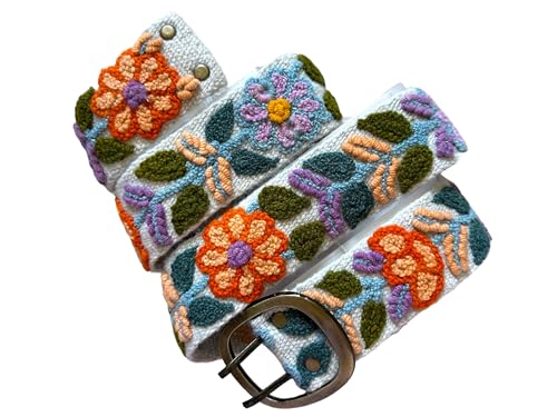 Embroidered Wool Belt from Perú, Statement Belt, Flower Belt - Boho Blooms Belt