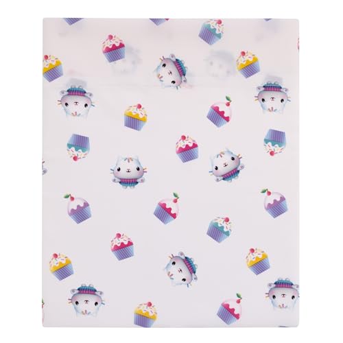 Image of Gabby's Dollhouse Gab-Tastic Purple and Pink Pandy Paws, Mercat, and Cakey 4 Piece Toddler Bed Set - Comforter, Fitted Bottom Sheet, Flat Top Sheet, and Reversible Pillowcase