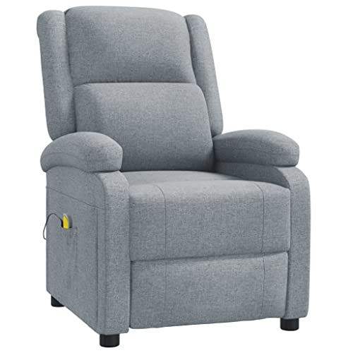 vidaXL Fauteuil Electrique de Massage Chaise Inclinable Fauteuil Inclinable Bureau Salon Salle de Séjour Chambre à Coucher Maison Intérieur Gris Clair Tissu