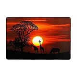 Modern Area Rug for Living Room Natural Sunset Giraffe Printed Non-Slip Absorbent Carpet for Bedroom