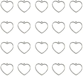 Open Back Bezel Pendants Heart Shape Open Bezel Pendants Charms Resin Molds Frame Hollow Trays Frame Pendant for Jewellery Making DIY Resin Crafts Earrings Necklace 20 Pcs