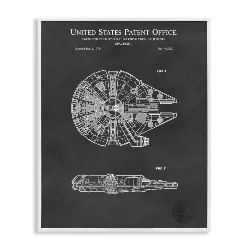 Stupell Industries Detailed Sci-fi Spacecraft Representation Blueprint Diagram, Design by Karl Hronek