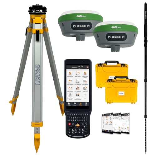 SMA26 GNSS IMU RTK GPS Rover Base Surveying Equipment, NOAA Certificated Handheld Collector with Survey Software, Max10km and 0.5cm Accuracy,32G Storage (Include Tripod&Pole&Tribrach)