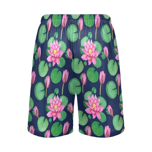 Leaf Flower Blue Pajama Shorts for Men Lounge Pants Sleep Bottoms Super Soft Men Pajama Bottoms with Pockets, S-XXL-XXL2