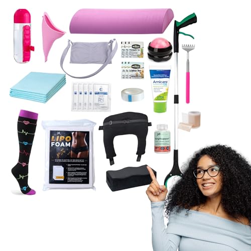 BBL Plus Post Surgery Supplies Kit with SurgiSupport | 34-Piece After Surgery Recovery Set with Lipo Foam ABD Pads BBL Backrest Pillow & More