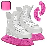 Feruchun 1 Paire Protège Lames pour Patins à Glace,Protection de Patin a Glace avec 1 Serviette,Élastiques Protège Patins pour Artistique et Hockey,Jeunes et Adultes (Rose)