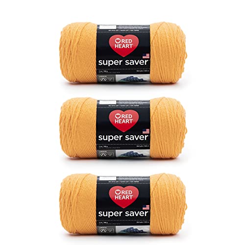 Image of Red Heart Super Saver Saffron Yarn - 3 Pack of 198g /7oz - Acrylic - 4 Medium (Worsted) - 364 Yards - Knitting /Crochet