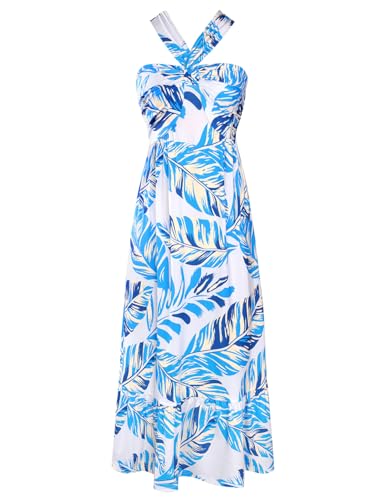 Image of GRACE KARIN Womens Summer Floral Dresses 2026 Boho Maxi Dress Flowy Halter Sundress Casual Vacation Beach Clothes with Pocket