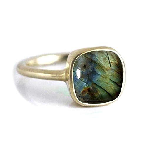 Bague coussin labradorite naturelle en argent sterling 925 mixte