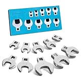 DURATECH 10-Piece 3/8' Drive Crowfoot Wrench Set, Open End Wrench Set, SAE, 3/8'-1', CR-V Steel, with EVA Foam Tool Organizer