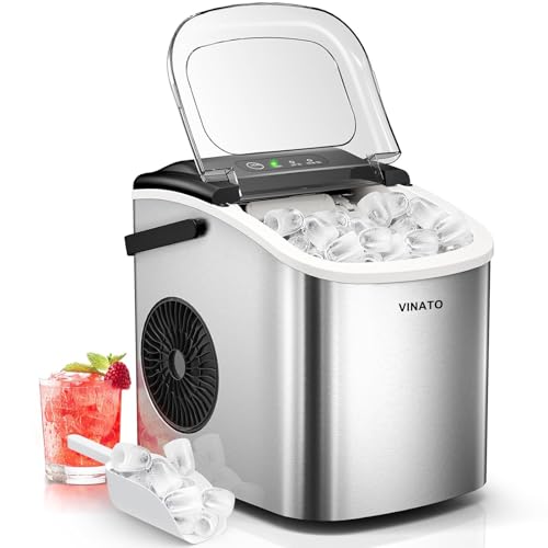 VINATO Eiswürfelmaschine Klein, 9 Eiswürfel in Nur 6-8 Minuten Eiswürfelmaschine, Tragbar Ice Cube Maker 12kg/24h, Gerau...