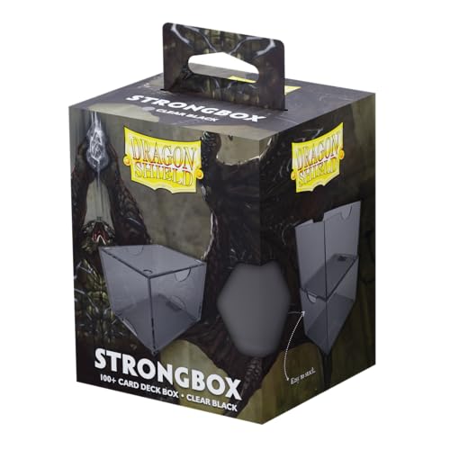 Dragon Shield Strongbox Deck Box Boîte de rangement TCG en acrylique avec fermeture sous vide, empilable, peut contenir plus de 100 cartes à double manchon, 83,5 x 106 x 75,5 mm, noir