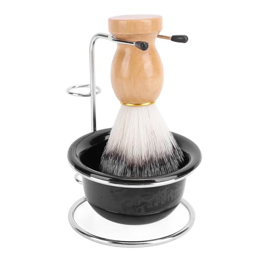Juego de brochas de afeitar, Kit de aseo, pelo sintético Premium, soporte de acero inoxidable, cuenco para brocha de afeitar, soporte para hombres, viaje, uso doméstico
