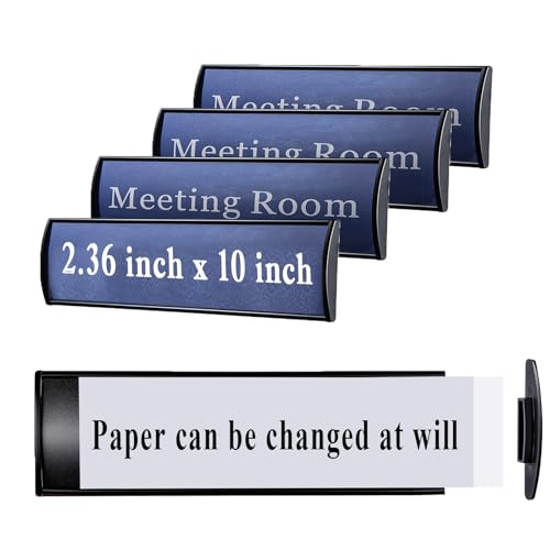 SINKAA 5Pcs Curved NamePlate Holder for Wall or Door 2.36'' x 10'', Black