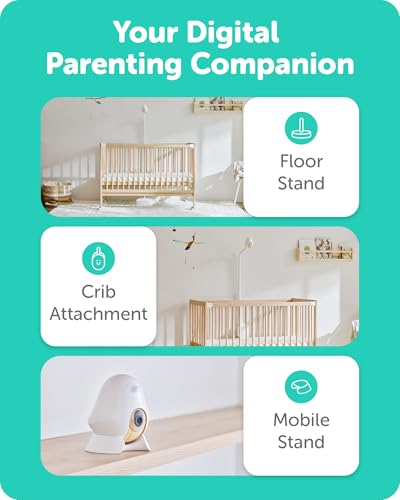 CuboAi Plus Smart Baby Monitor: Sleep Safety Alerts for Covered Face, Danger Zone & Sleep Analytics - 1080p HD Night Vision Camera, 2 Way Audio, Cry & Temperature Detection (Incl. 3 Stand Options)