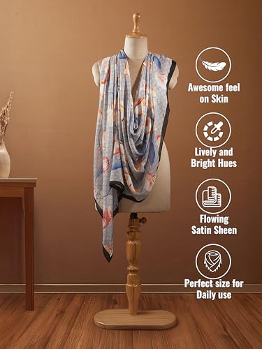 Image of Viscose Scarf for Women | Lightweight & Long | Stole for Women - Stylish Design | Neck Scarf, Hair Scarf, & Head Scarf for Women & Girls | All Season Accessory