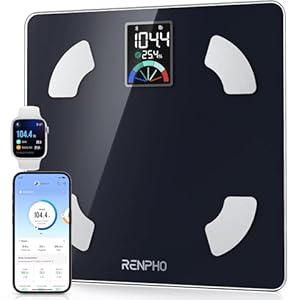 RENPHO lichaamsvetweegschaal Digitale personenweegschaal Bluetooth lichaamsanalyseweegschaal met app, groot VA-display, lichaamsanalyse-apparaat met 13 metingen en fitness-app, Elis 1