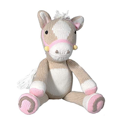 Zubels Baby Girls Josie The Pony Hand-Knit Plush Toy Doll, All-Natural Fibers, Eco-Friendly, 14-Inch