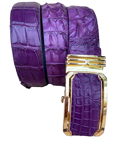 Genuine Purple Crocodile Alligator Leather Belt Mens Witdh 3.8cm, Handmade Leather Belt Men, Customize Belt