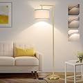 Boncoo Gold Floor Lamp, Montage Modern Standing Lamp with Flexible Lamp Head, Dimmable Floor Lamp for Living Room Tall Over Couch Reading Light for Bedroom, Office, 9W LED Bulb Included