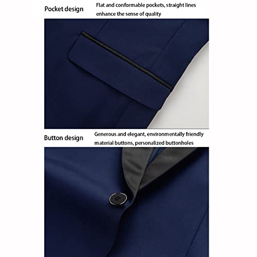 CUTTE Herren 3-teiliger Blazer Anzughose Bräutigam Hochzeit Party Slim Fit Business Blazer Jacken Sets Büro Anzug Set Arbeitskleidung,Blue,M – Bild 4