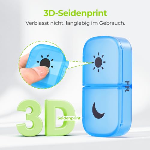 AUVON Tablettenbox 7 Tage Morgens Abends, einseitig öffnend, gut bedienbar – Ansicht 5