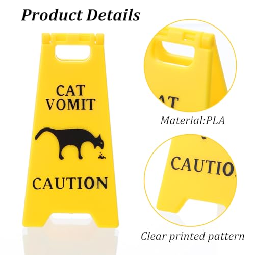 HJZHII 2 Stück Katzen Kotz Schild,Katzen Geschenk,Cat Vomit Sign Warnschild Lustige für Erbrochenes Haustieren 3D Gedruckte Haustier Erbrochenes Schild Prank Geschenk für Katzen